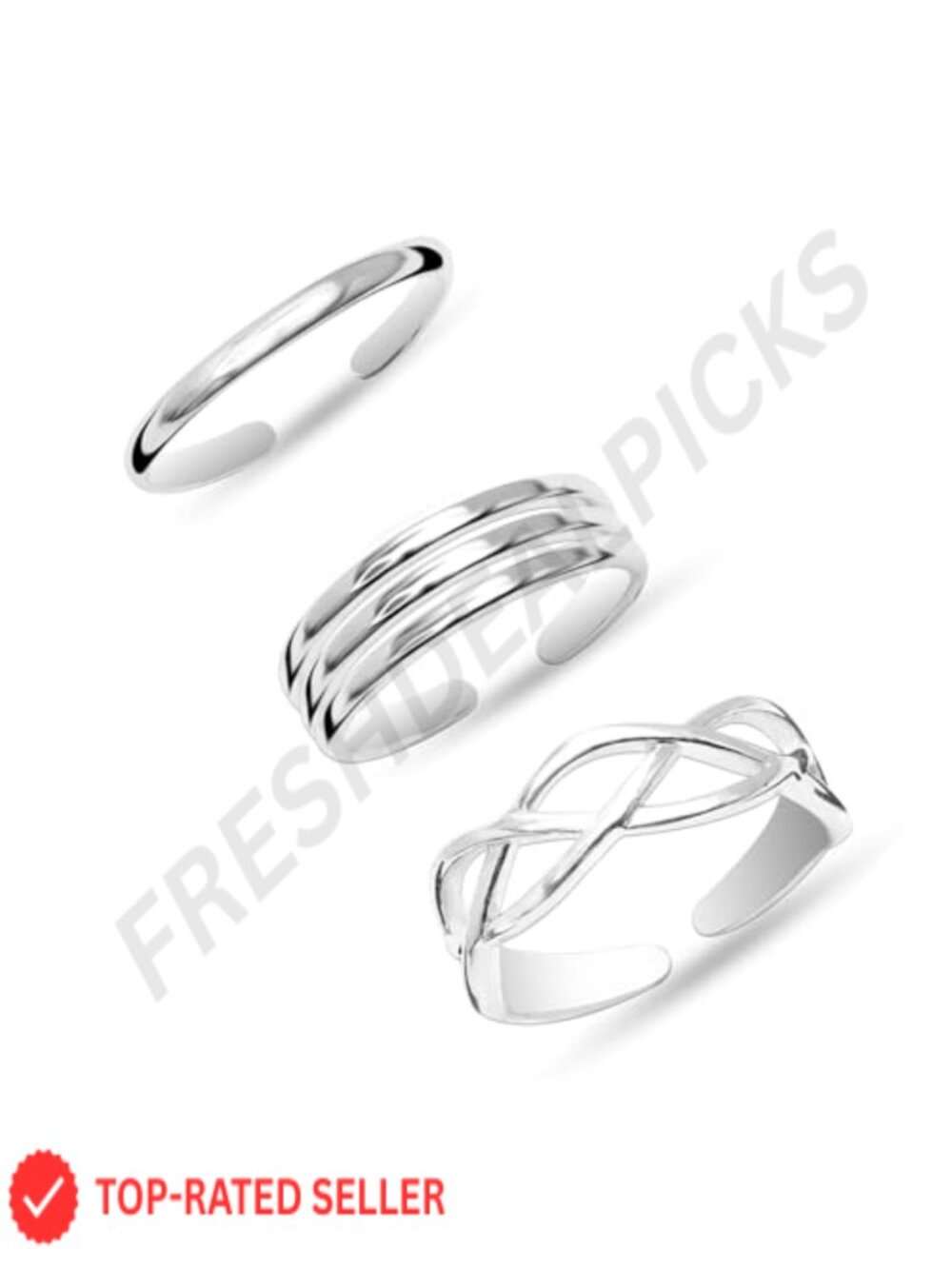 Sterling Silver Open Toe Rings Set Women Adjustable Summer Beach Foot Jewelry